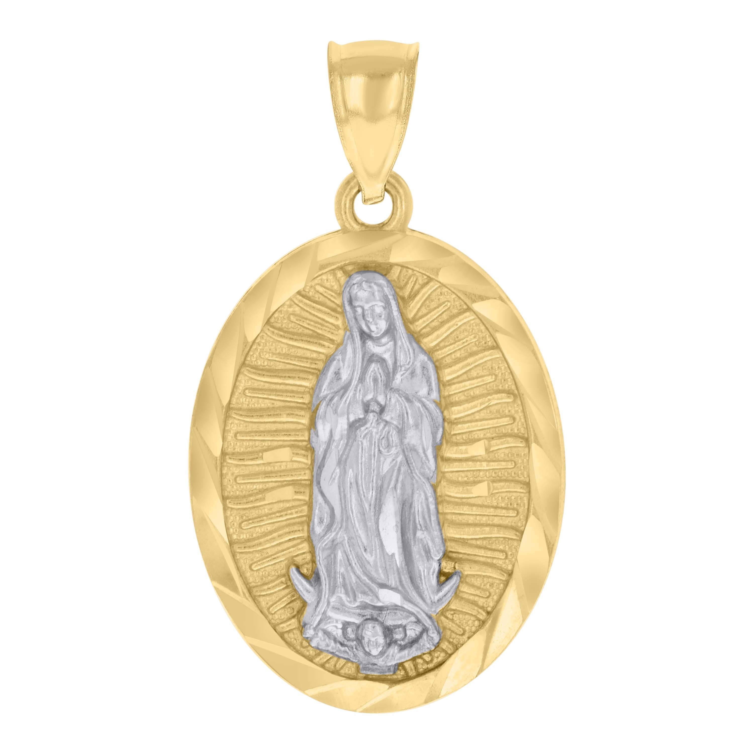 10kt 10k Two-Tone Gold Mens Guadalupe Religious Charm Pendant